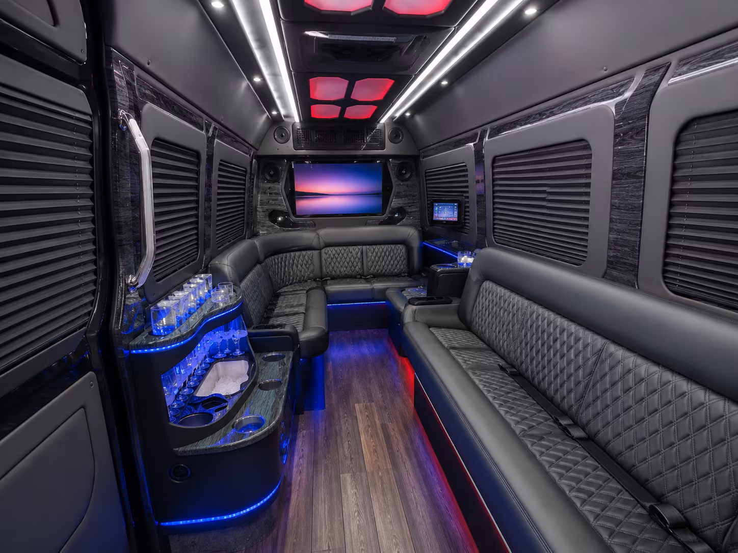 huntersville 30 passenger party bus interior